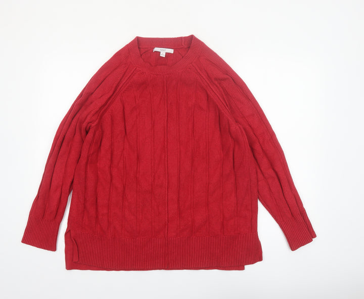 NEXT Women’s Red Crew Neck Cable Knit Jumper Size 16