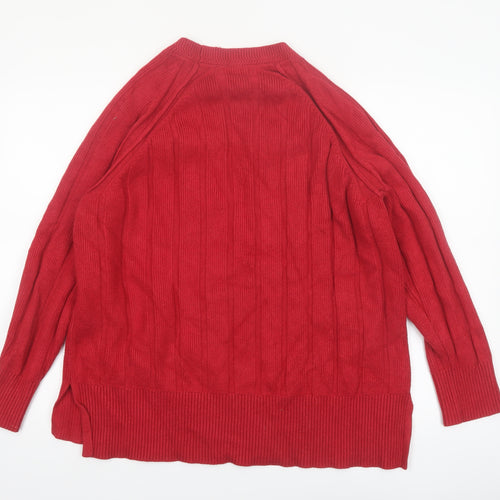 NEXT Women’s Red Crew Neck Cable Knit Jumper Size 16