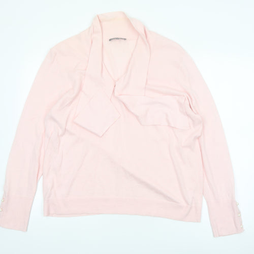 Laura Ashley Women’s Pink Cotton Cashmere Cowl Neck Jumper UK 20