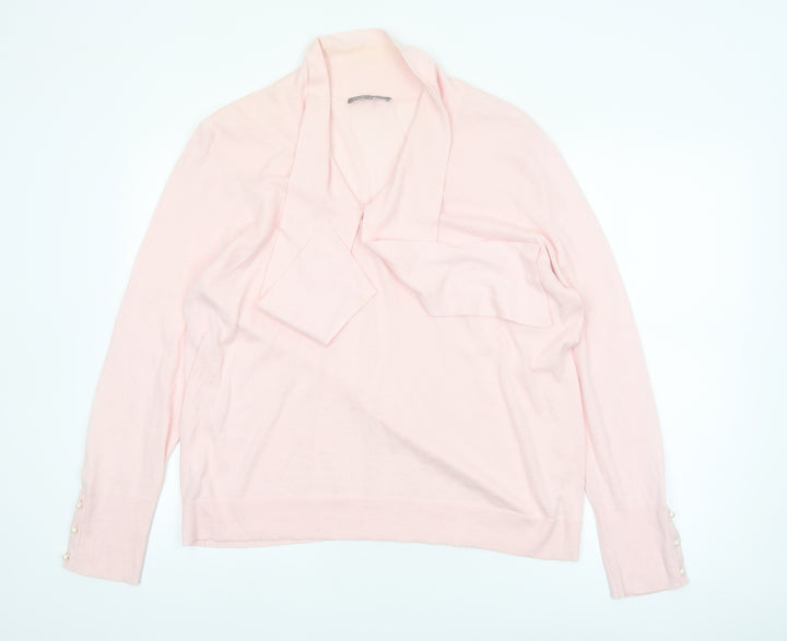 Laura Ashley Women’s Pink Cotton Cashmere Cowl Neck Jumper UK 20