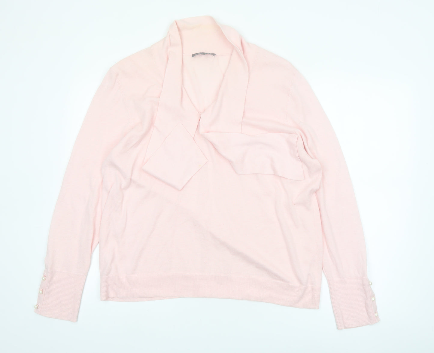Laura Ashley Women’s Pink Cotton Cashmere Cowl Neck Jumper UK 20