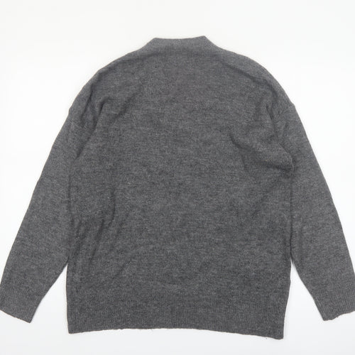 Next Womens Grey Star Embroidered Wool Blend Pullover Jumper Size M