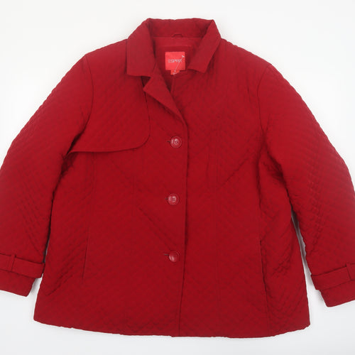 Esprit Men's Red Quilted Mid-Length Coat 2XL Polyester