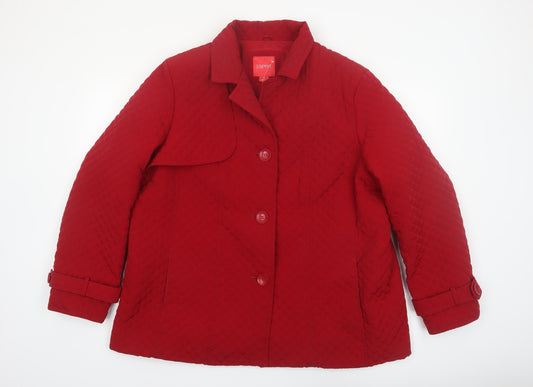 Esprit Men's Red Quilted Mid-Length Coat 2XL Polyester
