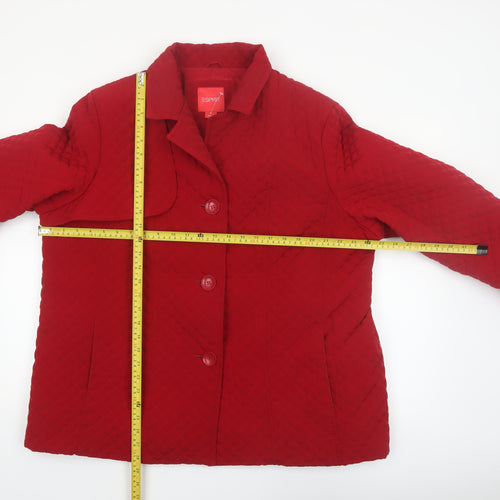 Esprit Men's Red Quilted Mid-Length Coat 2XL Polyester