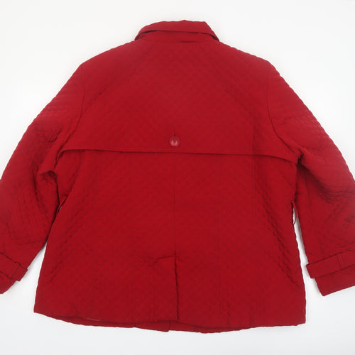Esprit Men's Red Quilted Mid-Length Coat 2XL Polyester