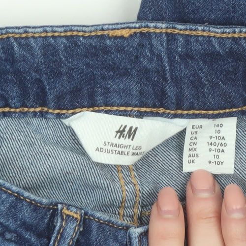 H&M Boys Blue Straight Leg Adjustable Waist Jeans 10 Years