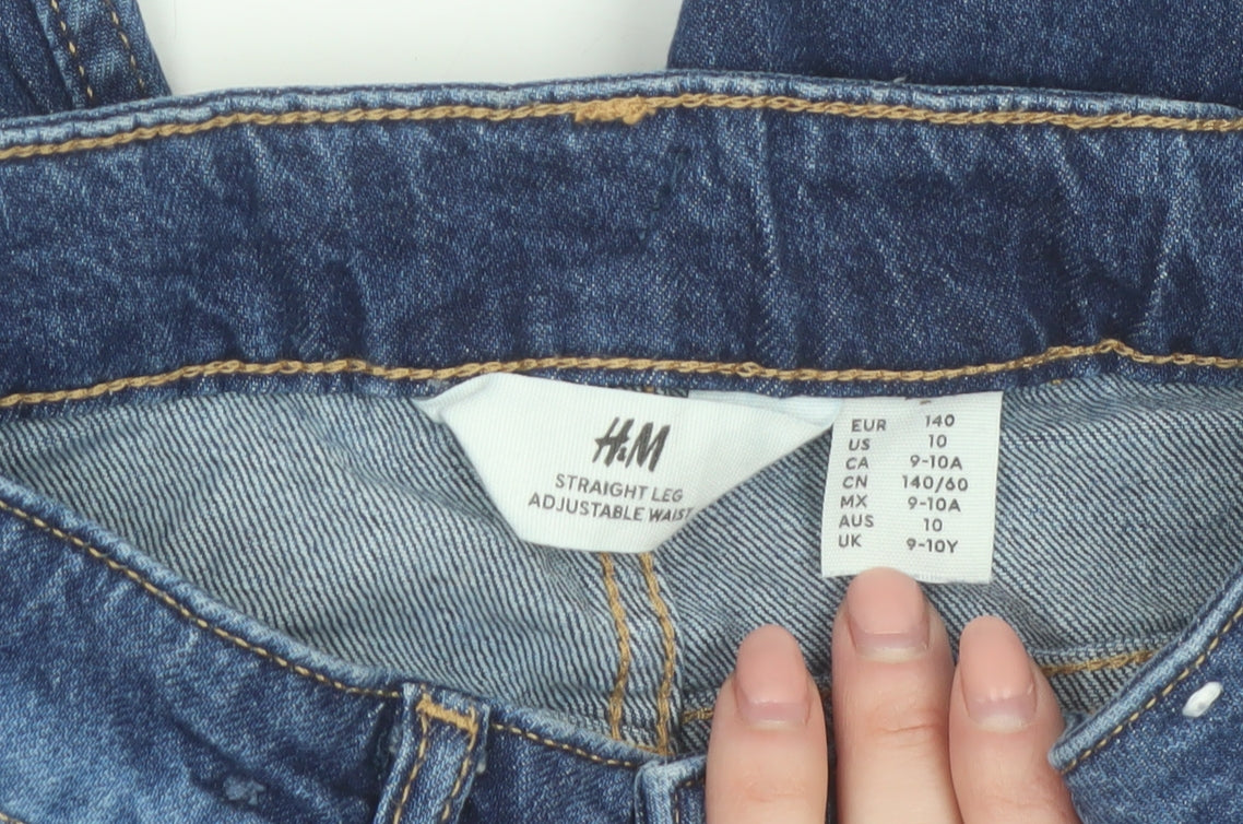 H&M Boys Blue Straight Leg Adjustable Waist Jeans 10 Years