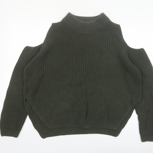 French Connection Women's Green Cold Shoulder Knit Jumper M