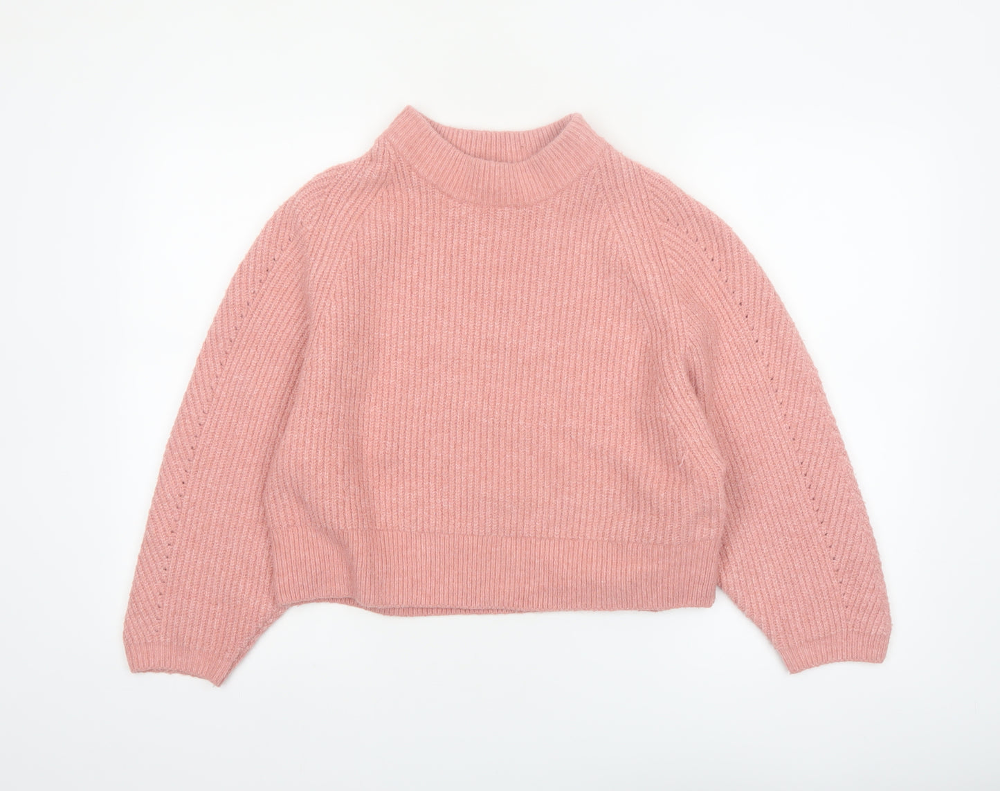 Topshop Women Pink Mock Neck Knit Pullover Jumper Size S