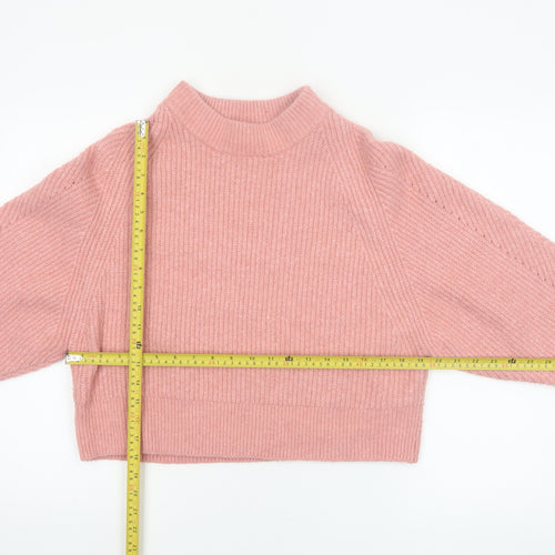 Topshop Women Pink Mock Neck Knit Pullover Jumper Size S
