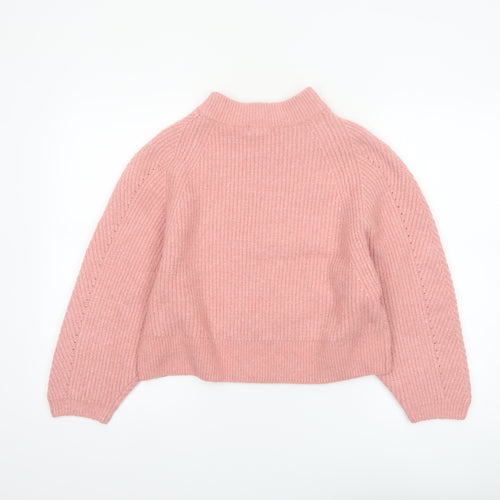 Topshop Women Pink Mock Neck Knit Pullover Jumper Size S