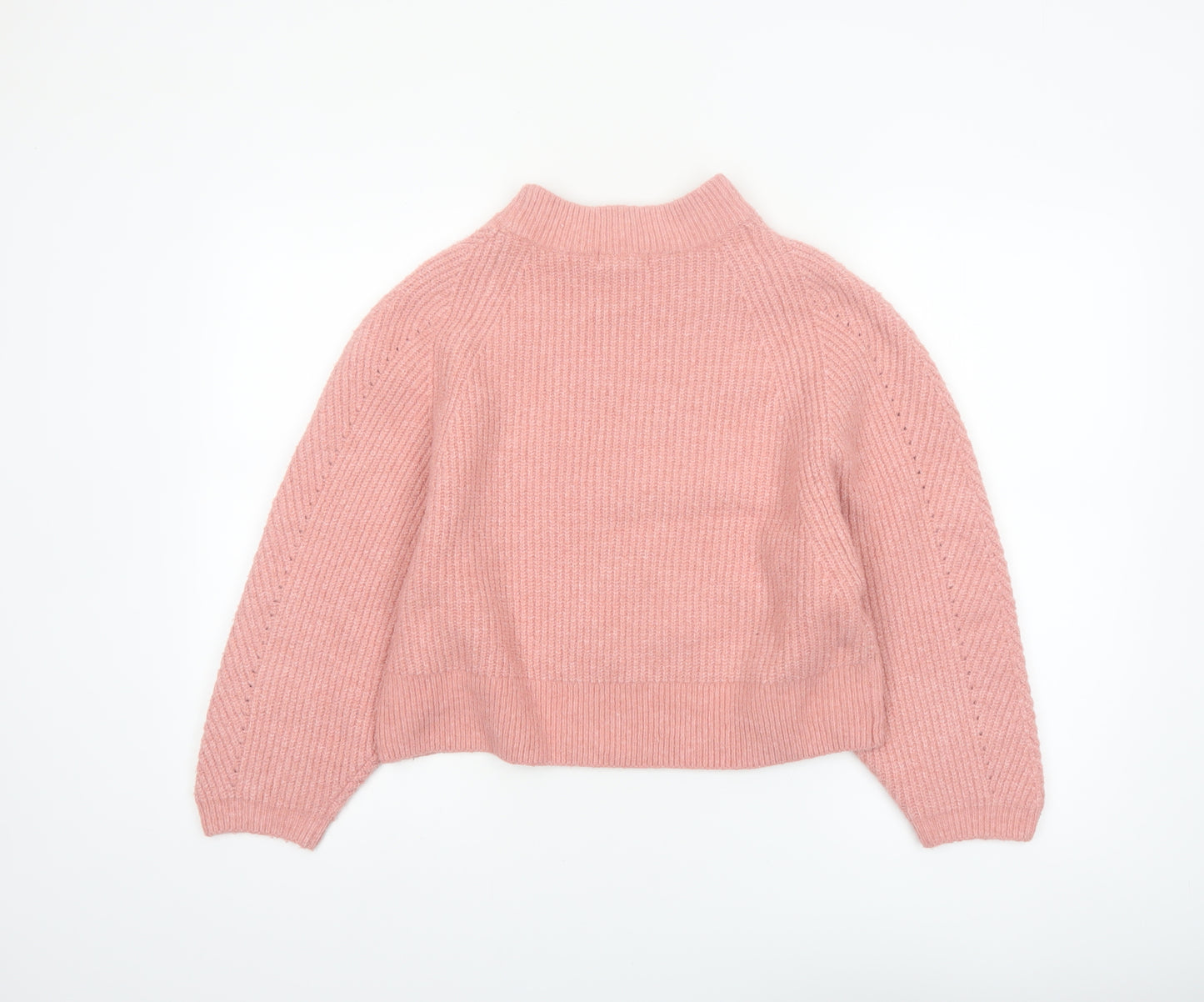 Topshop Women Pink Mock Neck Knit Pullover Jumper Size S