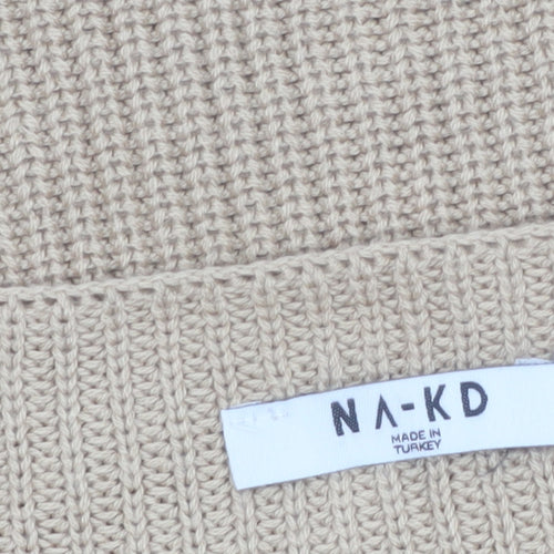 NA-KD Women’s Beige Chunky Knit Bell Sleeve Pullover Jumper Size M