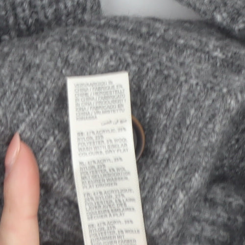 Fat Face Men's Grey L Wool Blend Chunky Knit Shawl Collar Cardigan