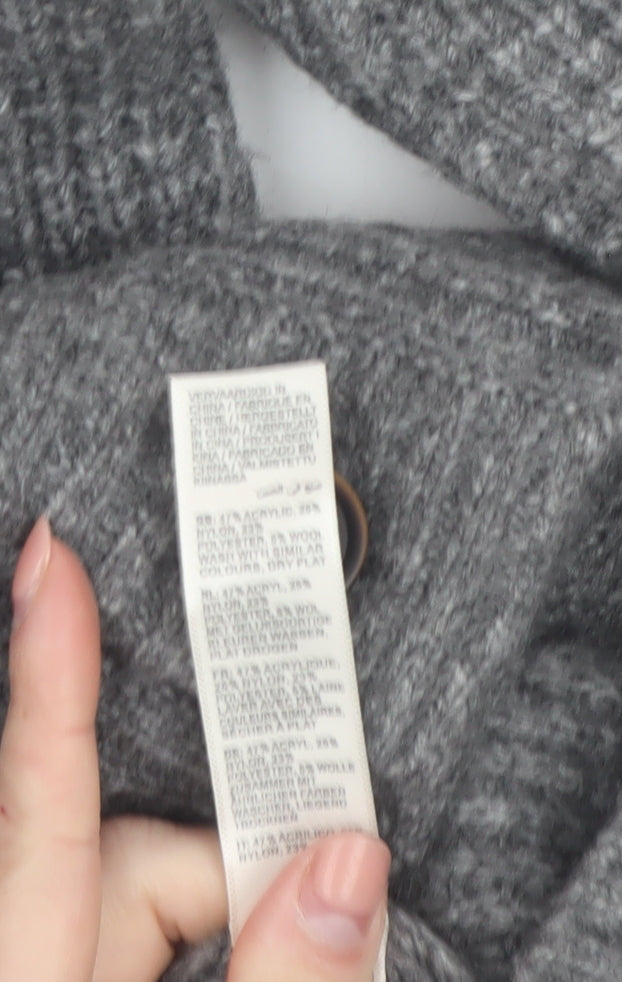 Fat Face Men's Grey L Wool Blend Chunky Knit Shawl Collar Cardigan