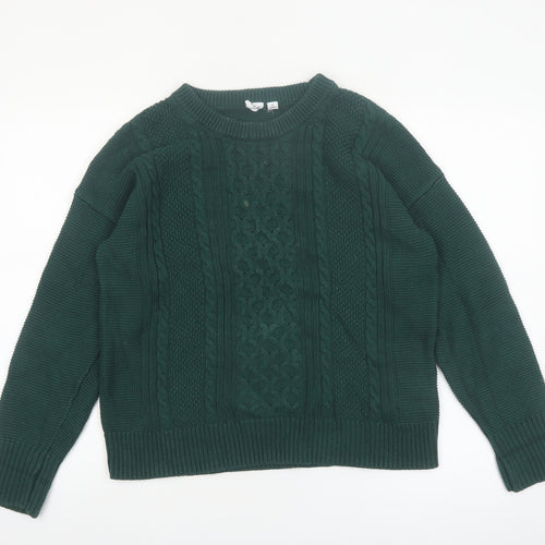 GAP Womens Green Cotton Cable Knit Jumper Size 12