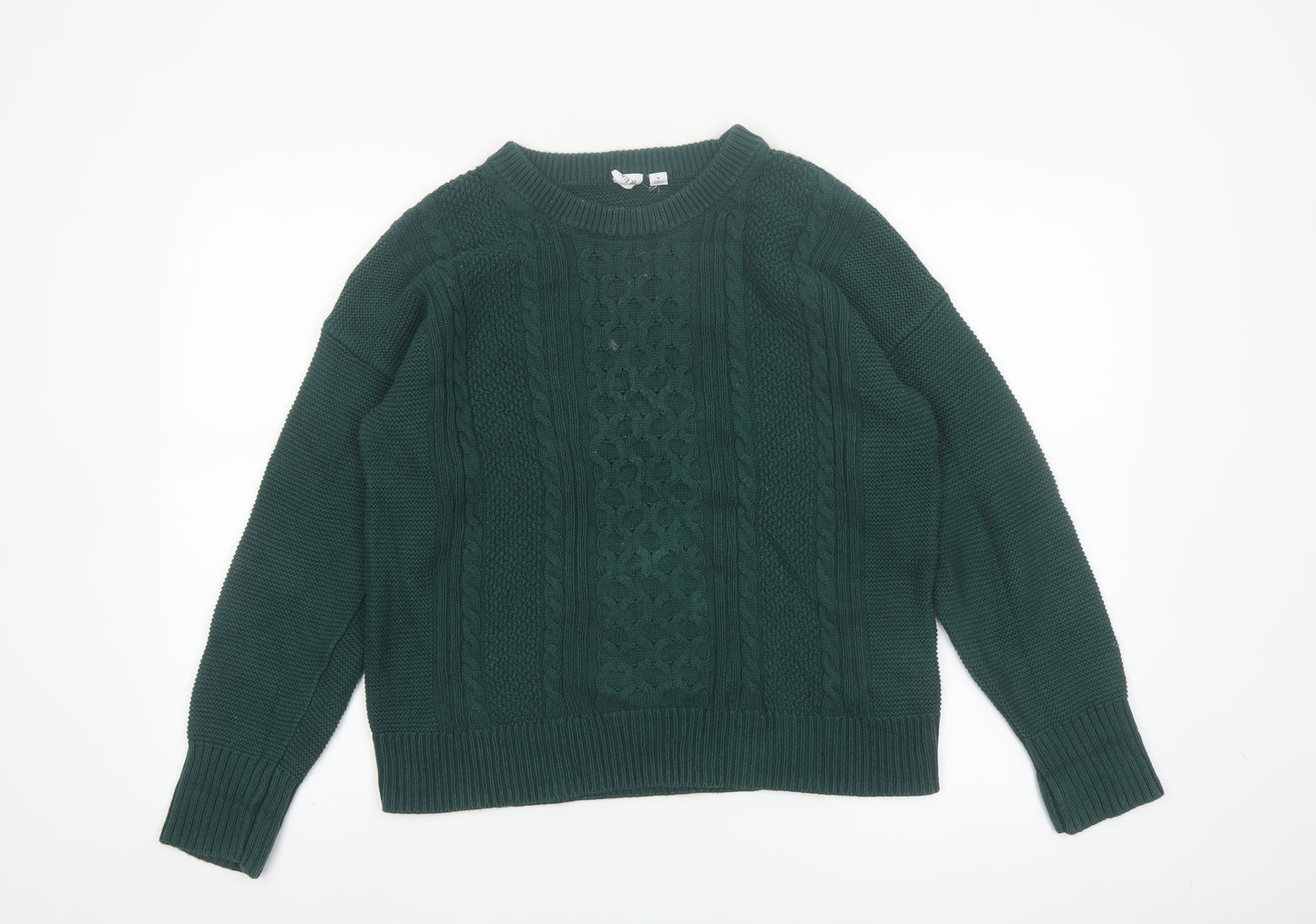 GAP Womens Green Cotton Cable Knit Jumper Size 12