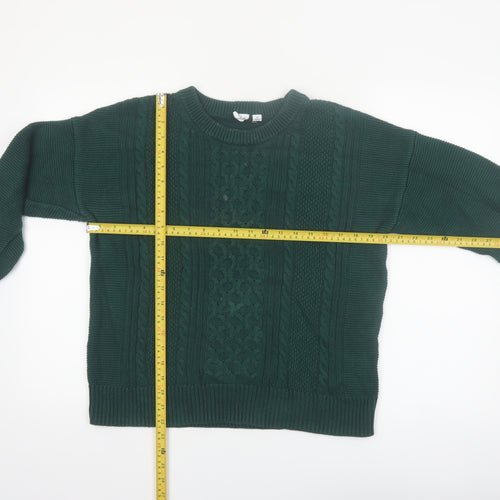 GAP Womens Green Cotton Cable Knit Jumper Size 12