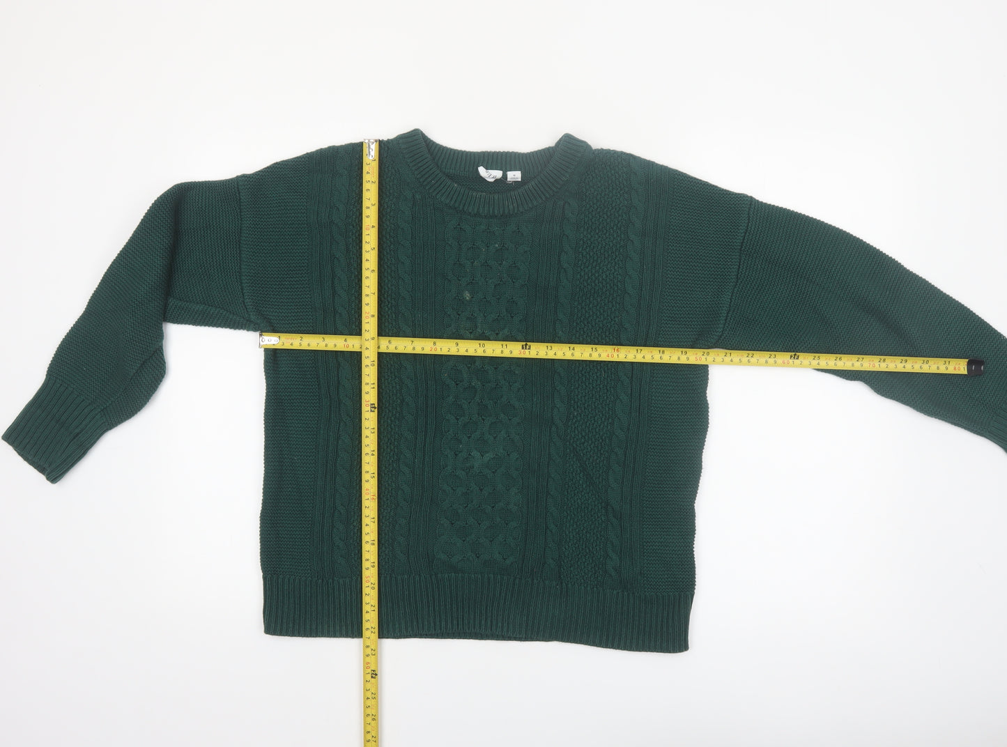 GAP Womens Green Cotton Cable Knit Jumper Size 12