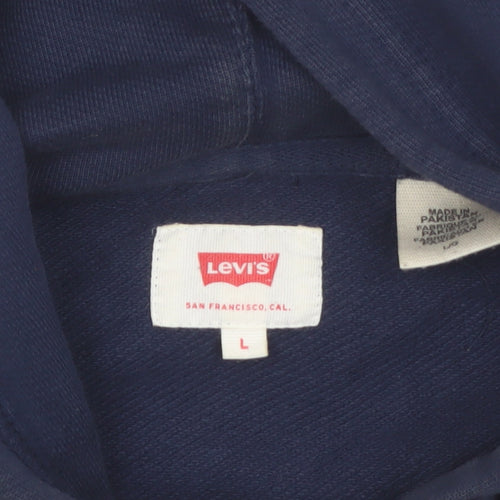 Levi's Men's Blue Logo Pullover Hoodie Size L Fleece
