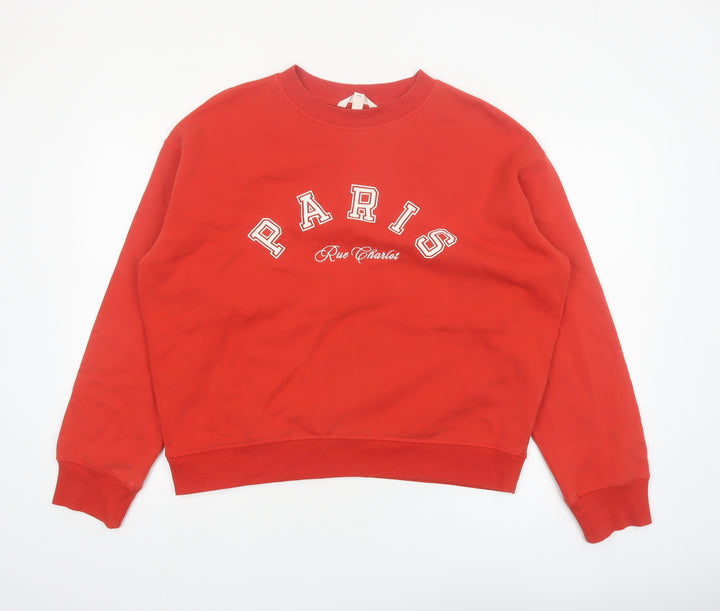 H&M Women Red Paris Rue Charlot Pullover Sweatshirt Size S