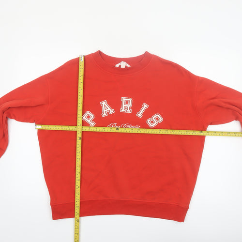 H&M Women Red Paris Rue Charlot Pullover Sweatshirt Size S