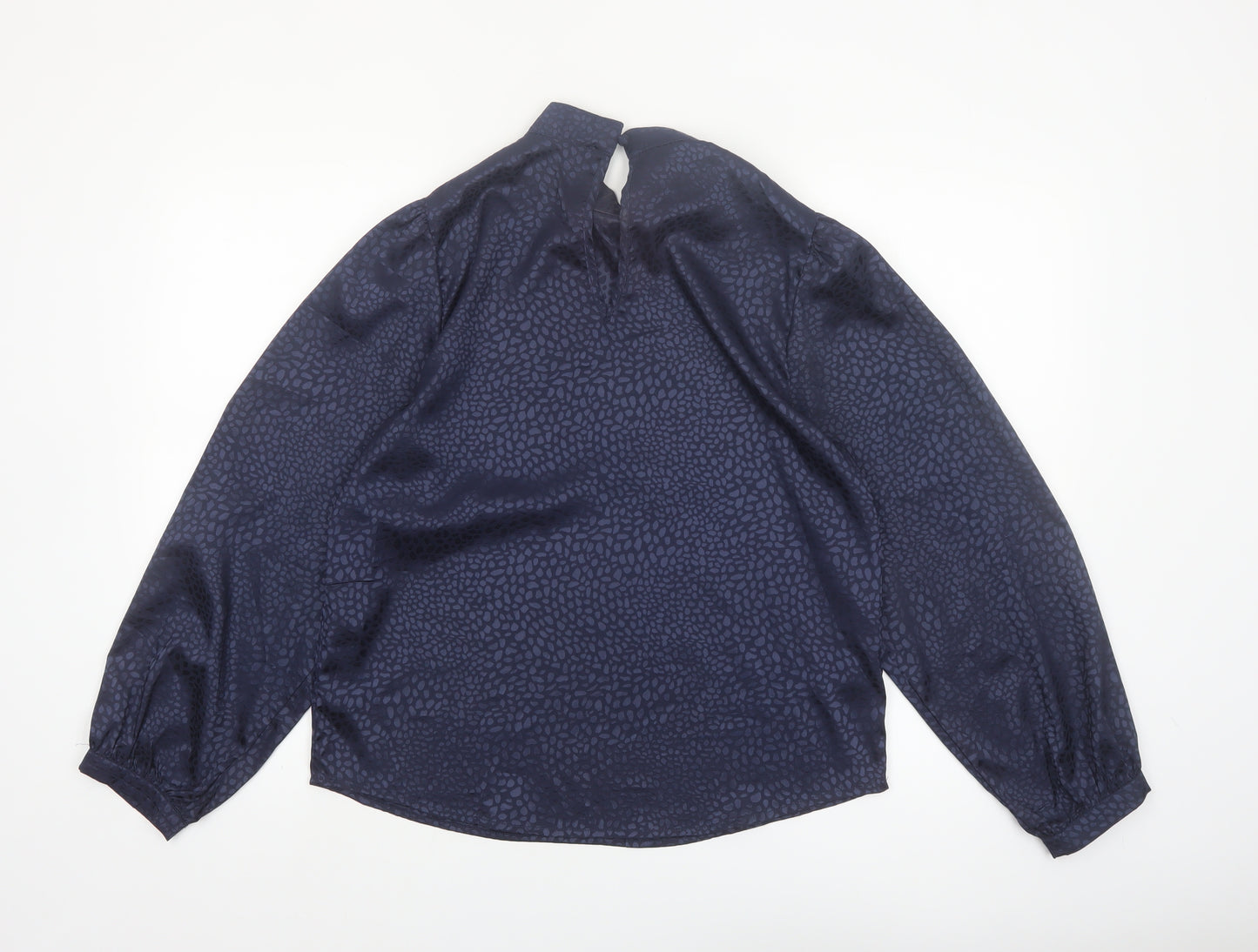 Zibi London Women's Blue Animal Print High Neck Blouse Size 10