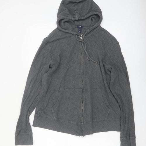 Gap Men's Grey Full Zip Hoodie XL Cotton Knit Casual