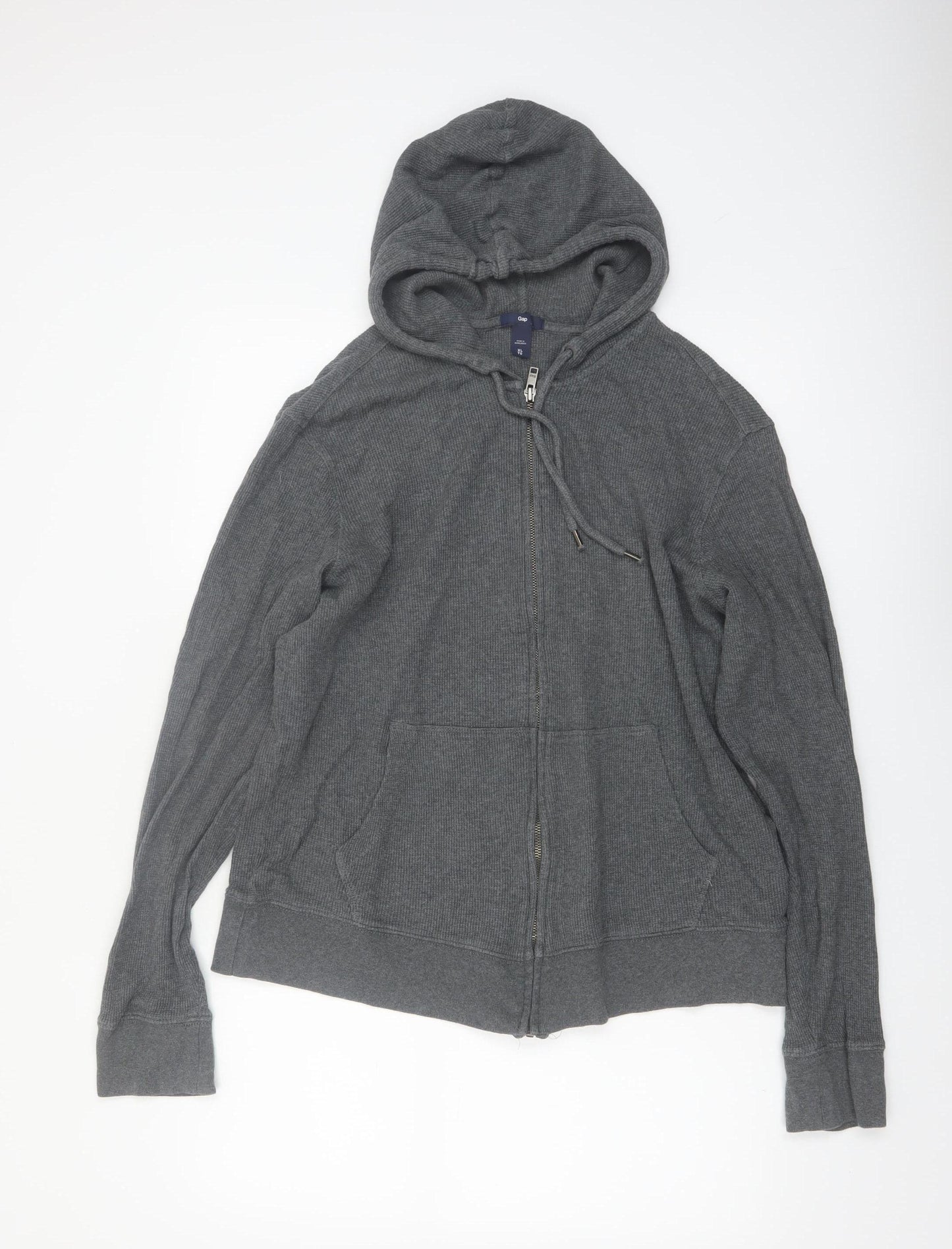 Gap Men's Grey Full Zip Hoodie XL Cotton Knit Casual