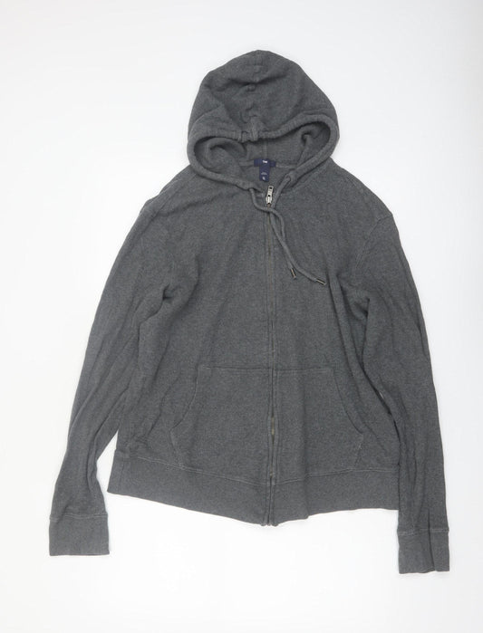 Gap Men's Grey Full Zip Hoodie XL Cotton Knit Casual