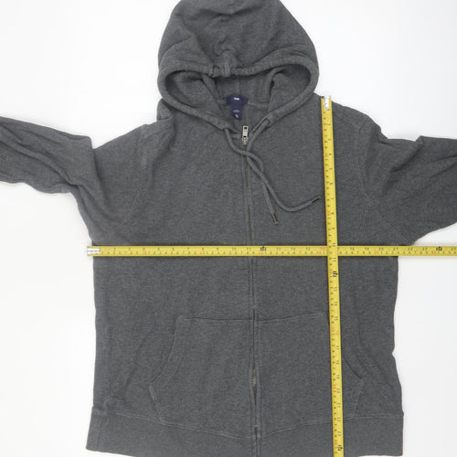 Gap Men's Grey Full Zip Hoodie XL Cotton Knit Casual