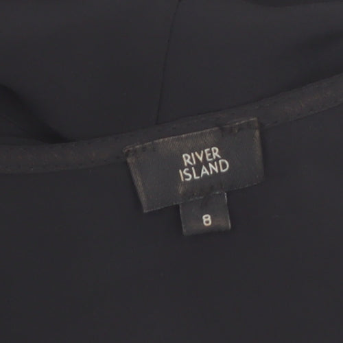 River Island Women’s Black Wrap Blouse Size 8 Bell Sleeve