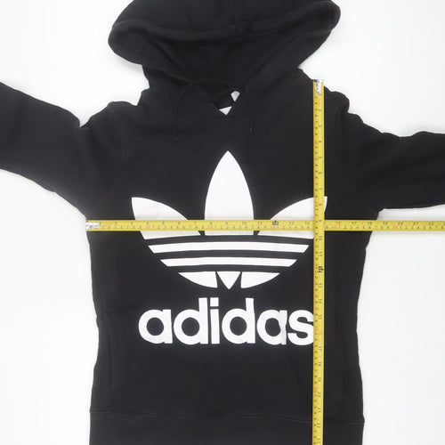 Adidas Womens Black Hooded Pullover Sweatshirt Size 8 Cotton Blend