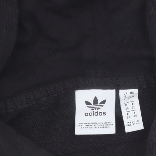 Adidas Womens Black Hooded Pullover Sweatshirt Size 8 Cotton Blend