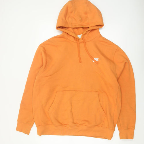 Nike Men's Orange Pullover Hoodie L Regular Fit Sportswear