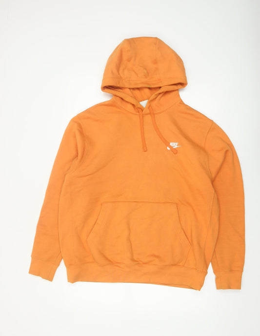 Nike Men's Orange Pullover Hoodie L Regular Fit Sportswear