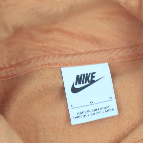 Nike Men's Orange Pullover Hoodie L Regular Fit Sportswear