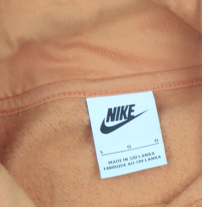 Nike Men's Orange Pullover Hoodie L Regular Fit Sportswear