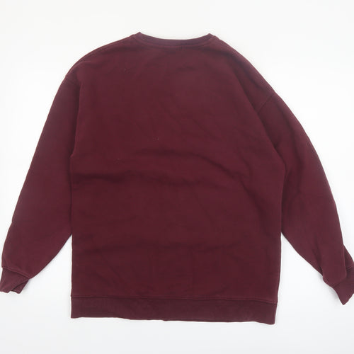 New Look Womens Burgundy Think Happy Pullover Sweatshirt Size S