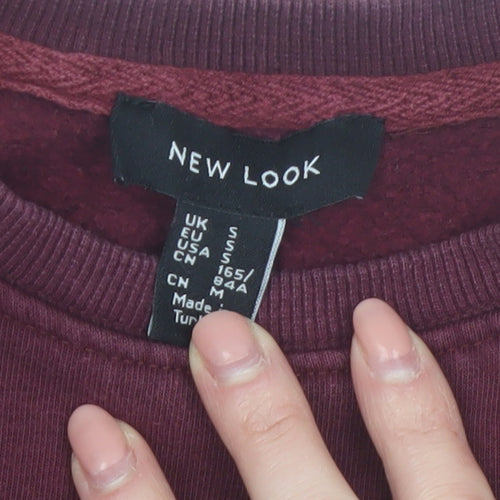 New Look Womens Burgundy Think Happy Pullover Sweatshirt Size S
