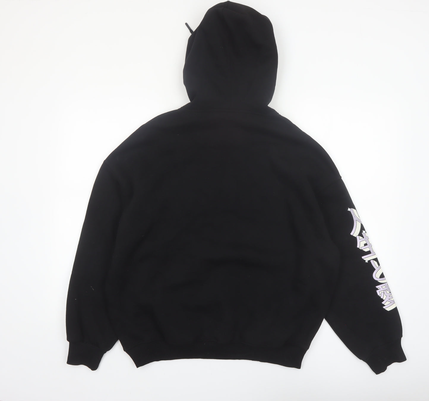 Bershka Men’s Black Anime Graphic Pullover Hoodie Size S