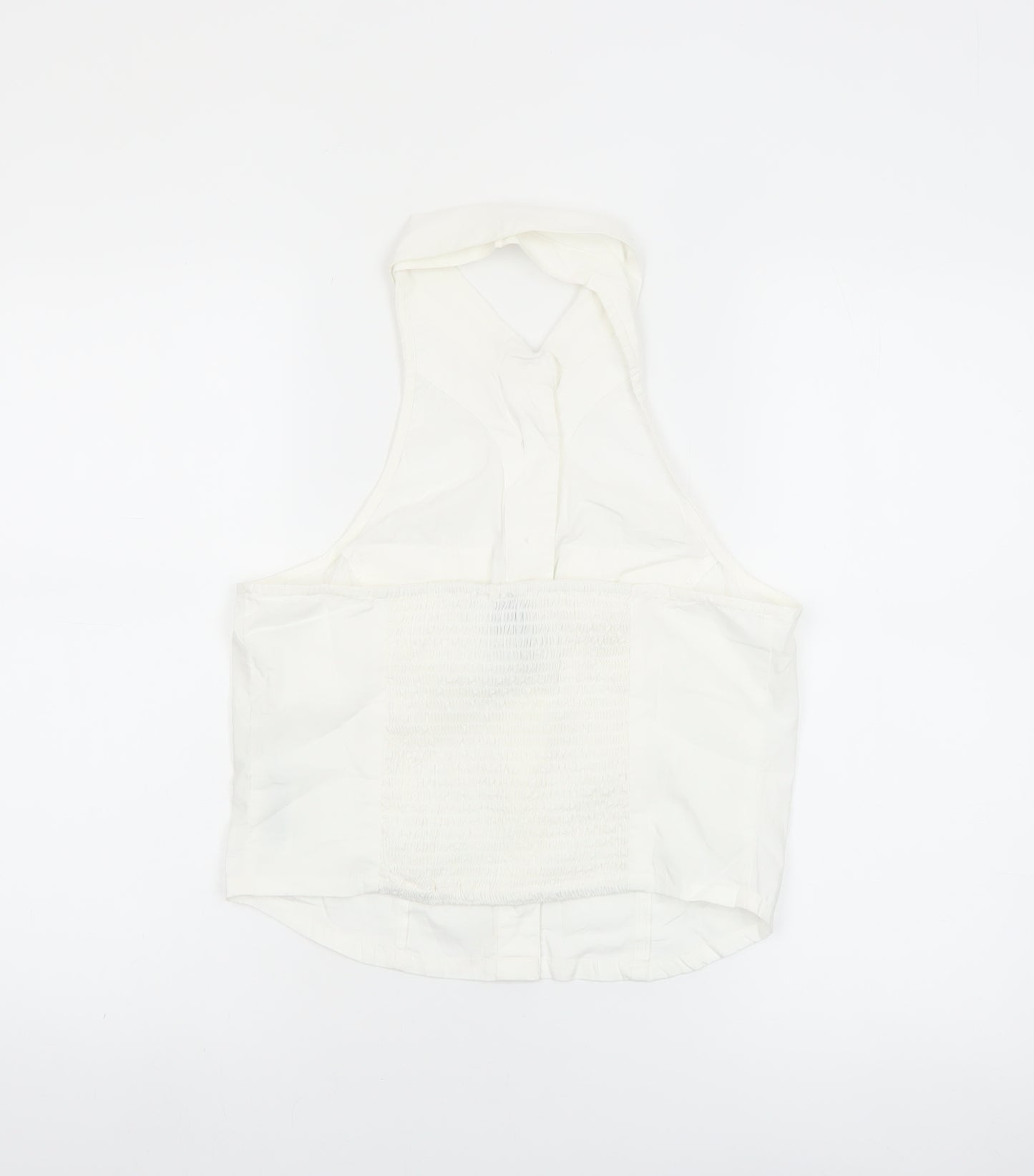 Collusion Womens White Cotton Cropped Button-Up Halter Shirt UK 10