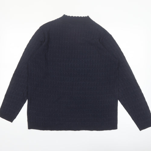 Isle Womens Black Cable-Knit Acrylic Jumper L Crew Neck Knitwear