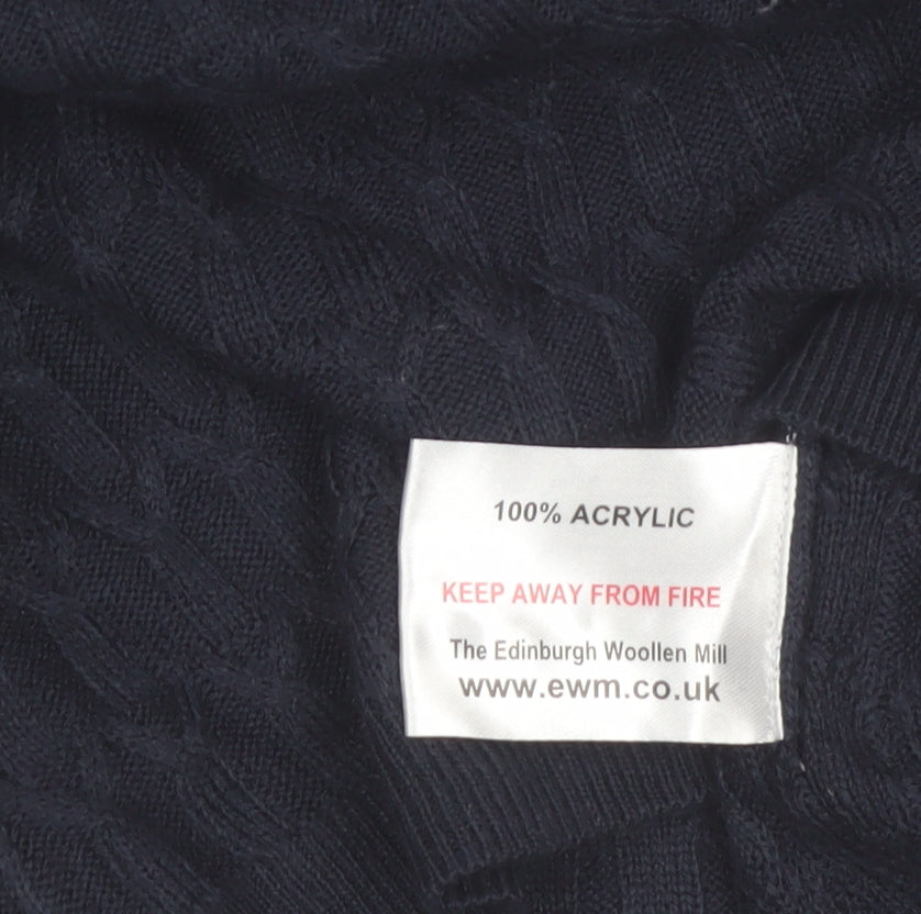 Isle Womens Black Cable-Knit Acrylic Jumper L Crew Neck Knitwear