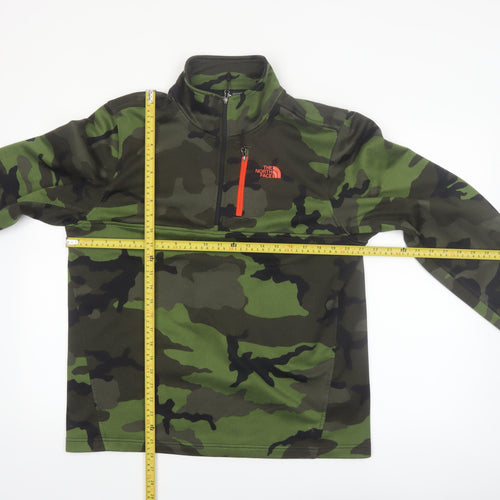 The North Face Men's Green Camo 1/4 Zip Fleece Sweatshirt M