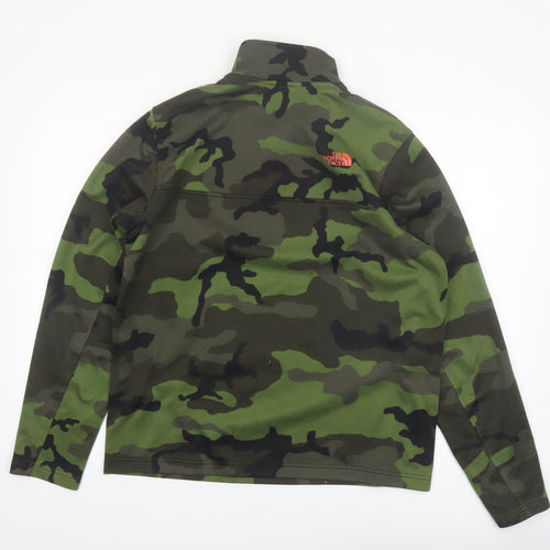 The North Face Men's Green Camo 1/4 Zip Fleece Sweatshirt M