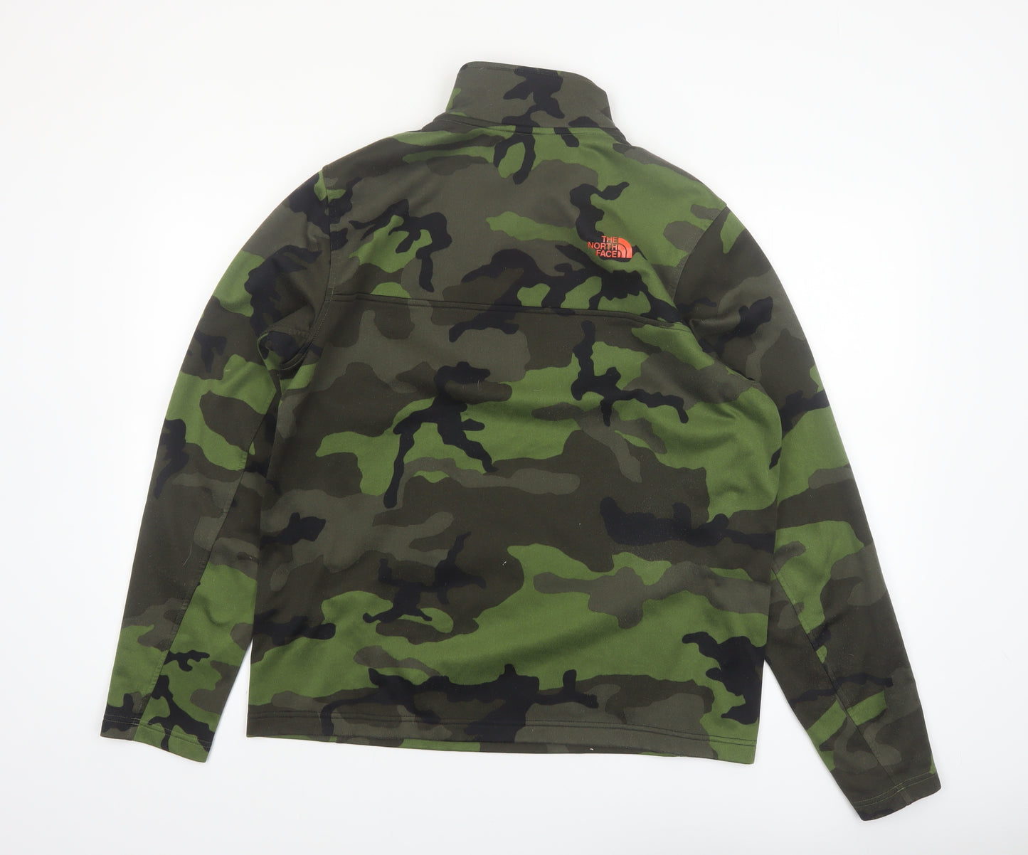 The North Face Men's Green Camo 1/4 Zip Fleece Sweatshirt M