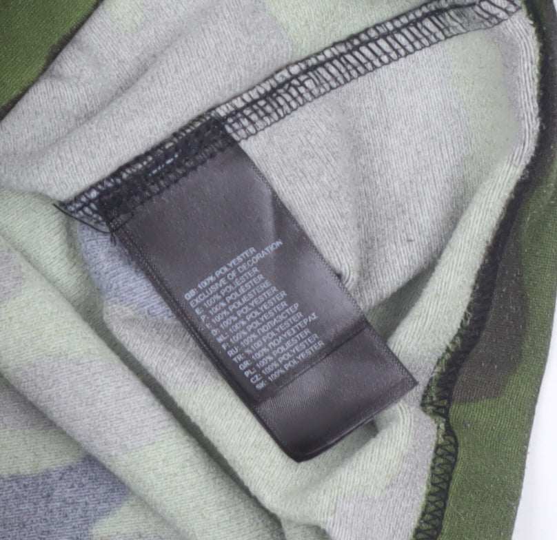 The North Face Men's Green Camo 1/4 Zip Fleece Sweatshirt M