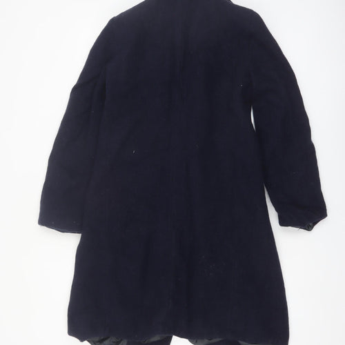 Azul Women's Blue Wool Long Overcoat M Classic Lined Buttoned